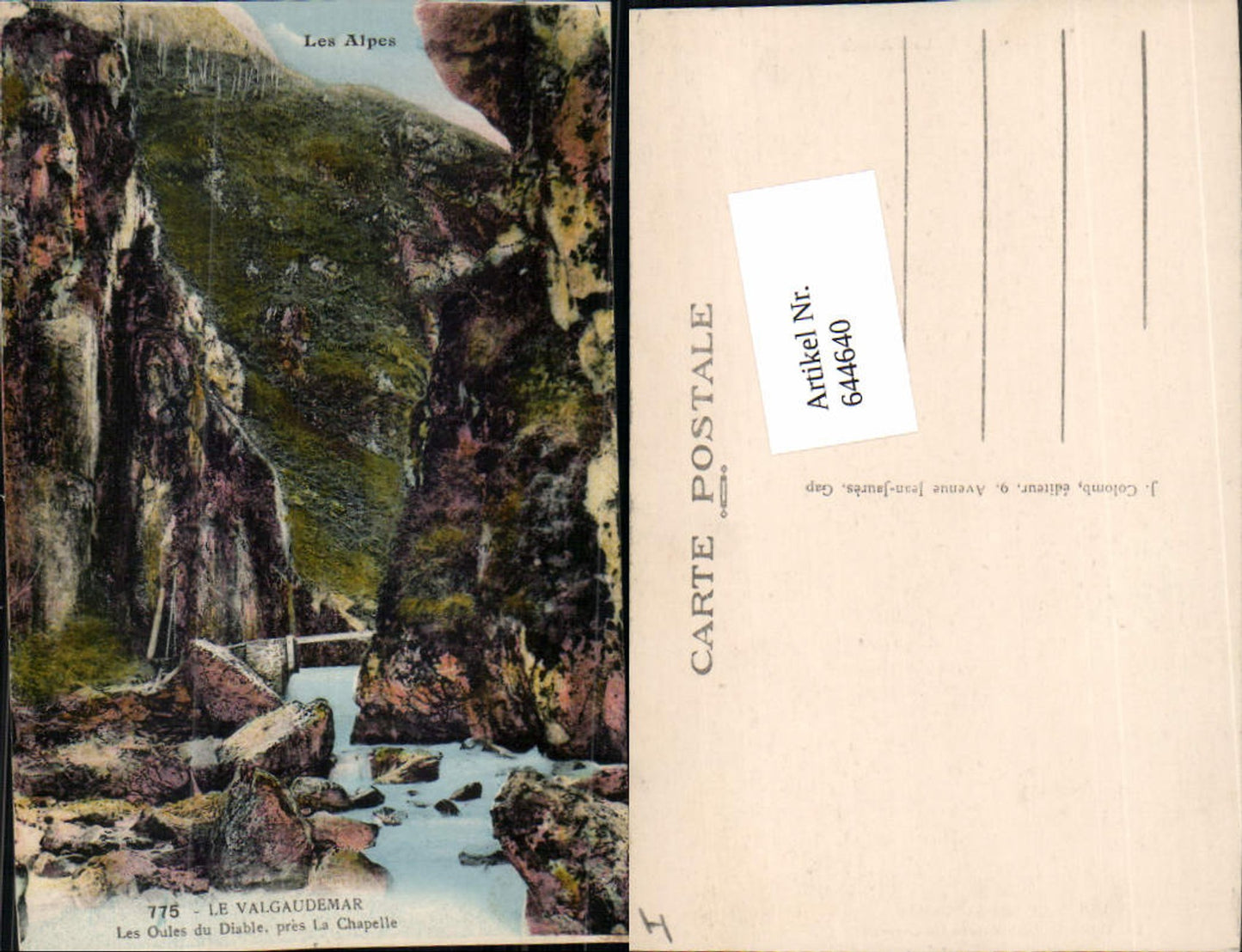 644640,Hautes Alpes Valgaudemar Les Oules du Diable La Chapelle