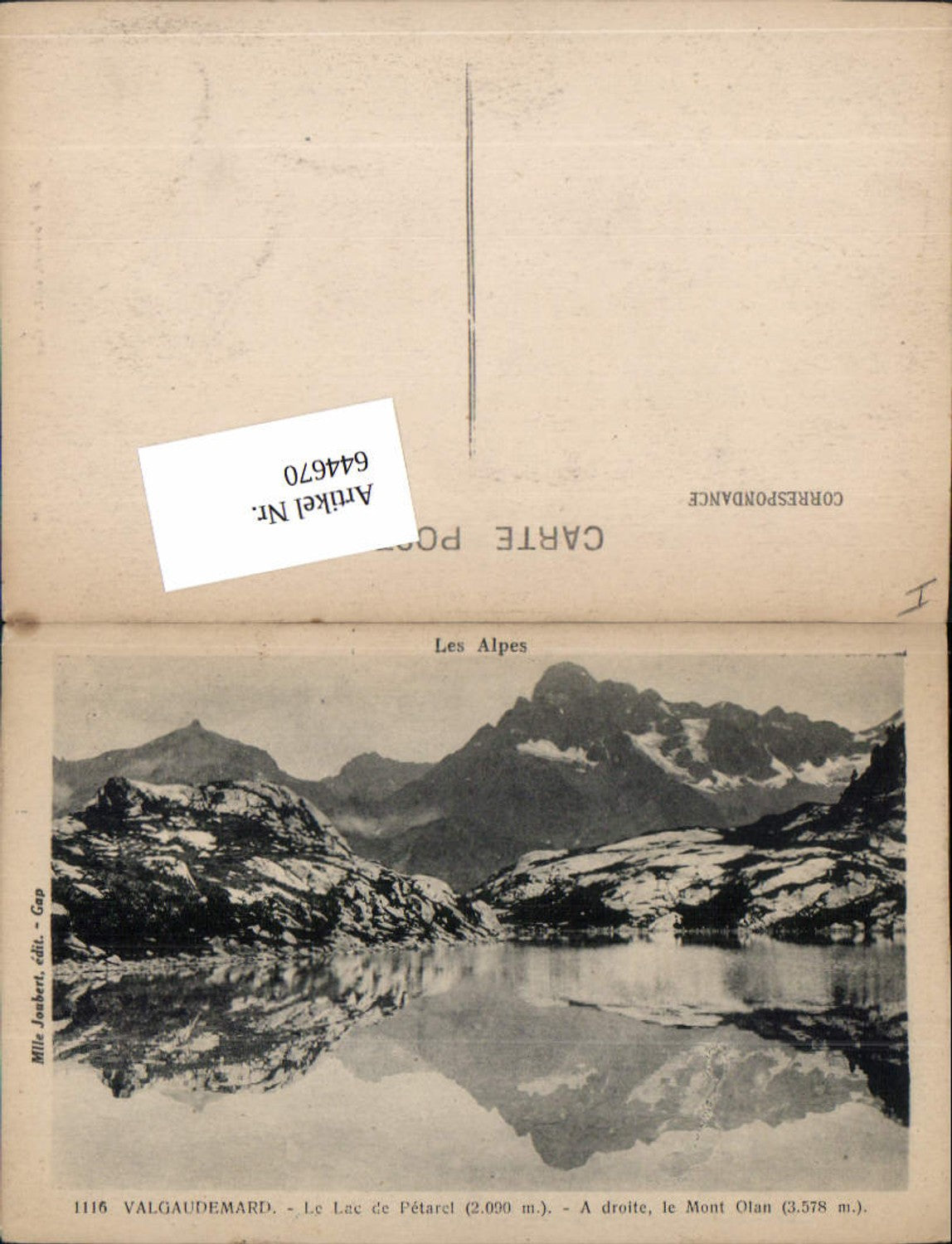 644670,Hautes Alpes Valgaudemar La Chapelle Lac de Petarel