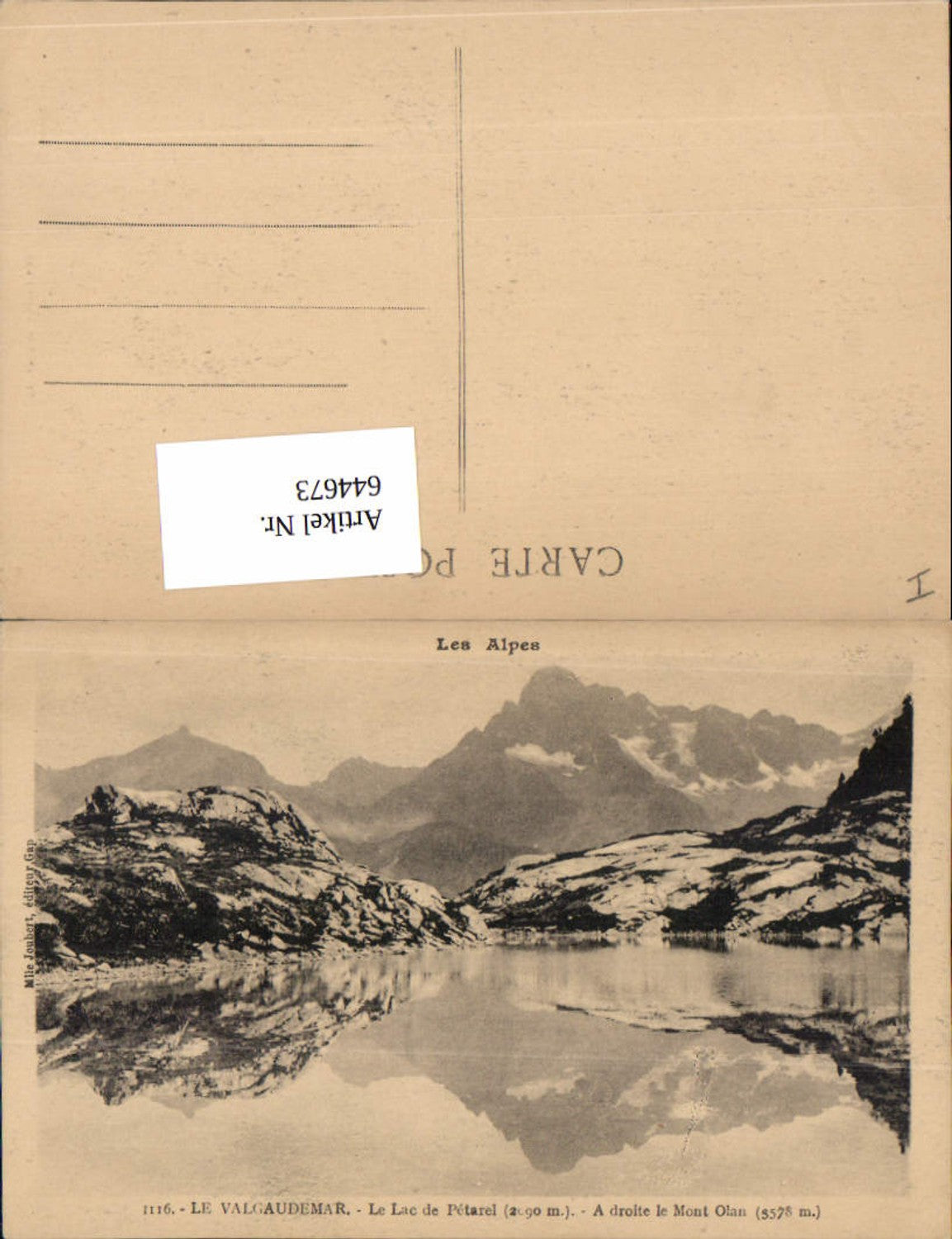 644673,Hautes Alpes Valgaudemar La Chapelle Lac de Petarel