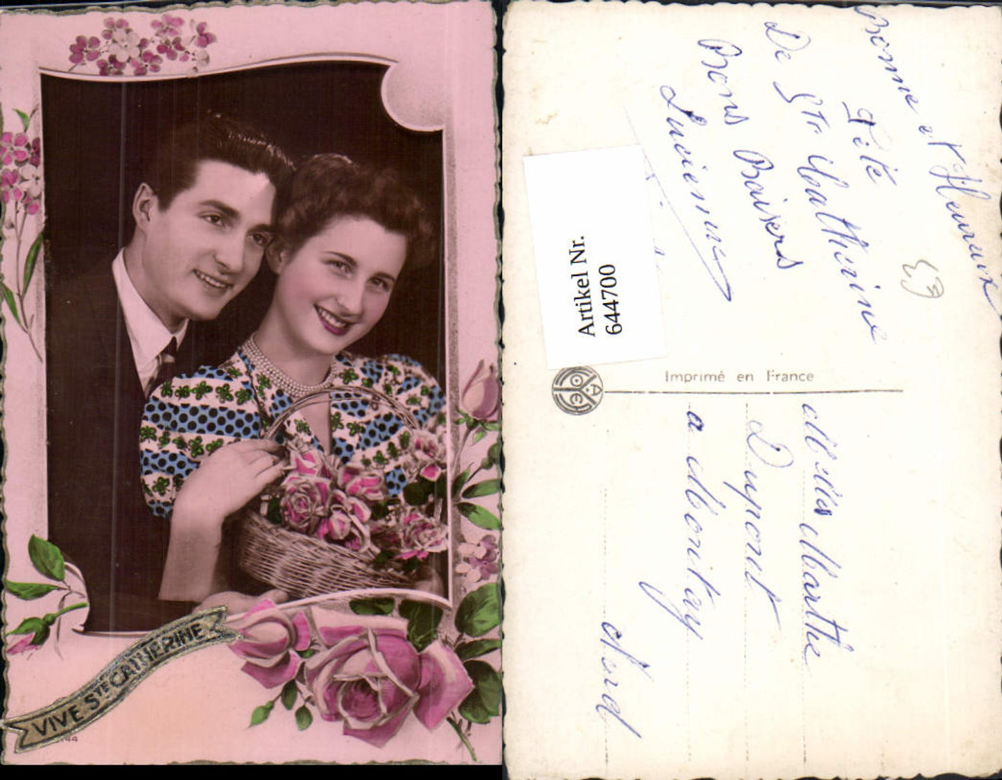 644700,Foto-AK Liebe Portrait Frau Mann Paar Fotomontage