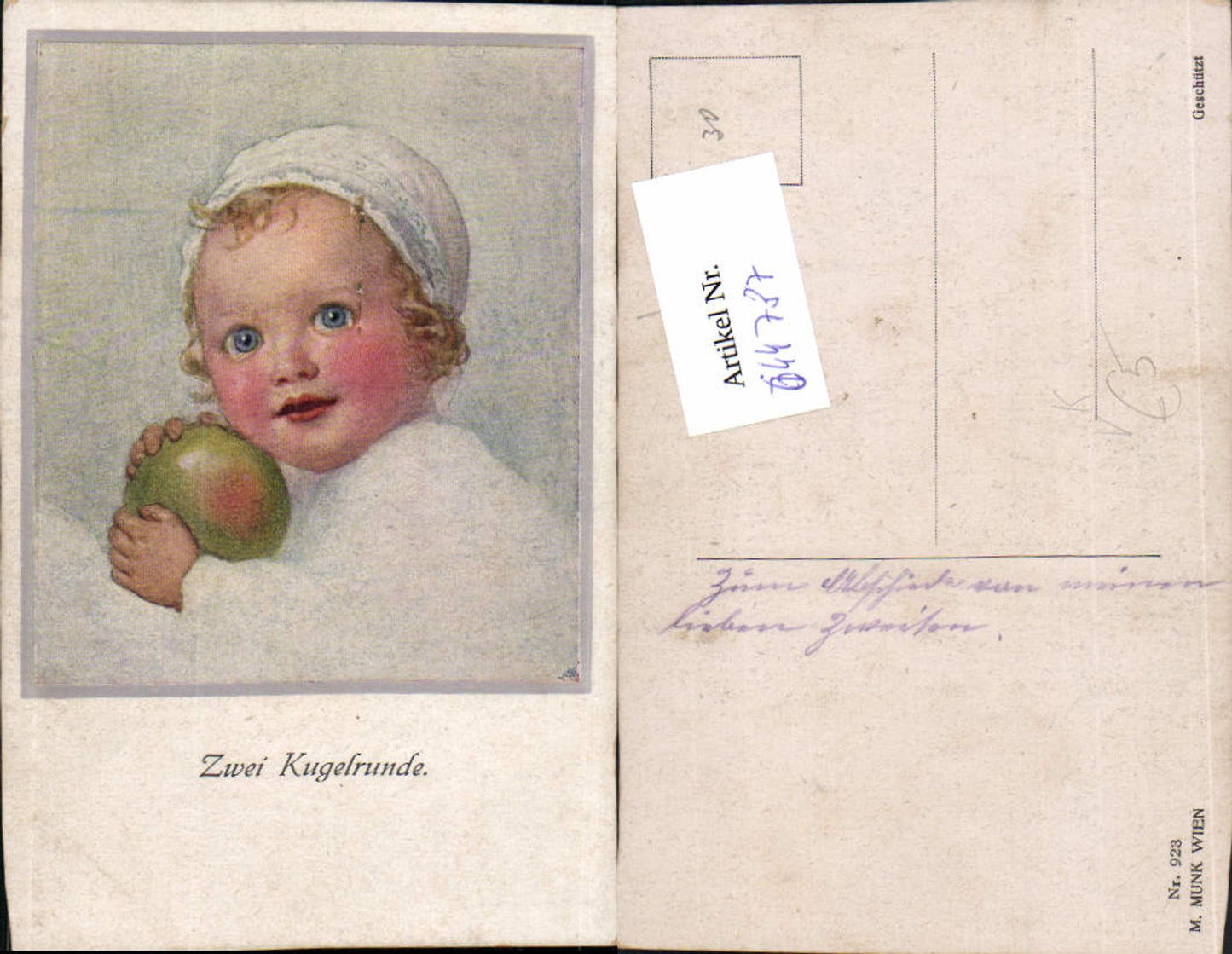 644787,Künstler AK Kind Baby Kugel pub M. Munk Vienne 923