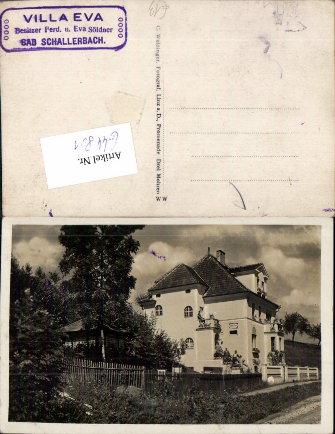 644801,tolle seltene Foto-AK Bad Schallerbach Villa Eva