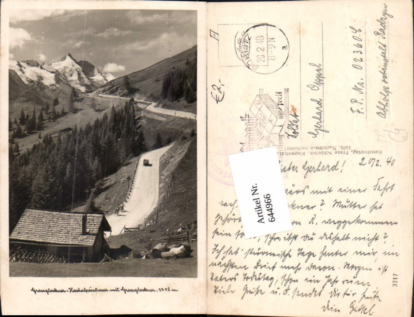 644966,Grossglockner Hochalpenstraße Heiligenblut Feldpost n. Radzyn FP Nr. 02360