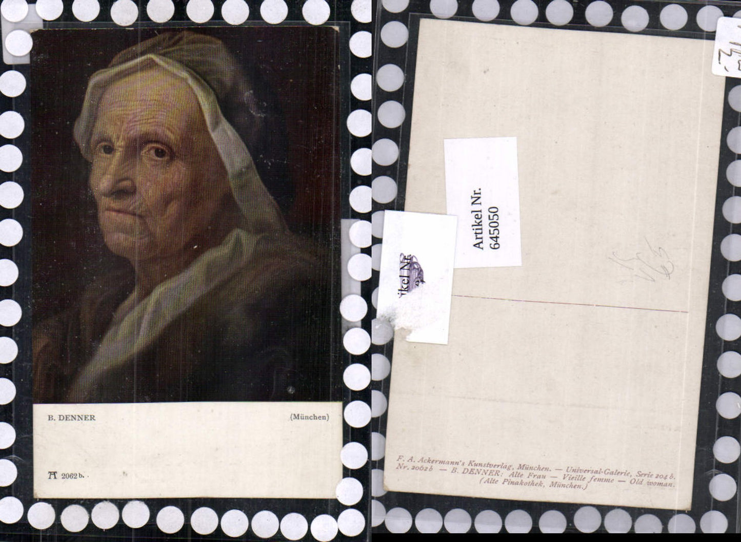 645050,Künstler AK B. Denner Alte Frau Oma Nonne