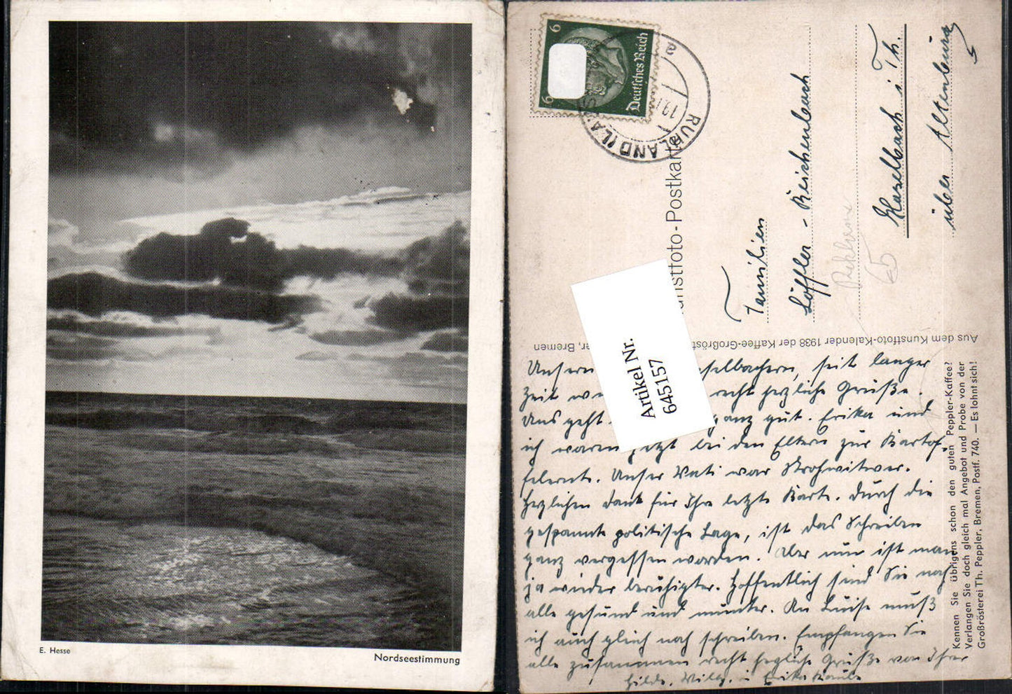 645157,Fotokunst E. Hesse Nordseestimmung Nordsee Reklame Peppler Kaffee Bremen