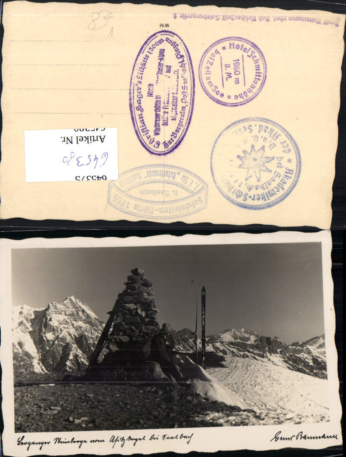 645380,Foto-AK Fotokunst Ernst Baumann Leogang Saalbach Asitzkogel Hüttenstempel
