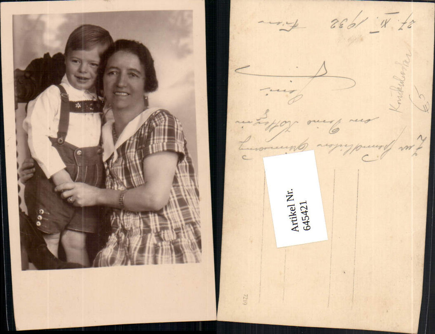 645421,Foto-AK Wien 1932 Mutter Kind Tracht Knickerbocker Hose
