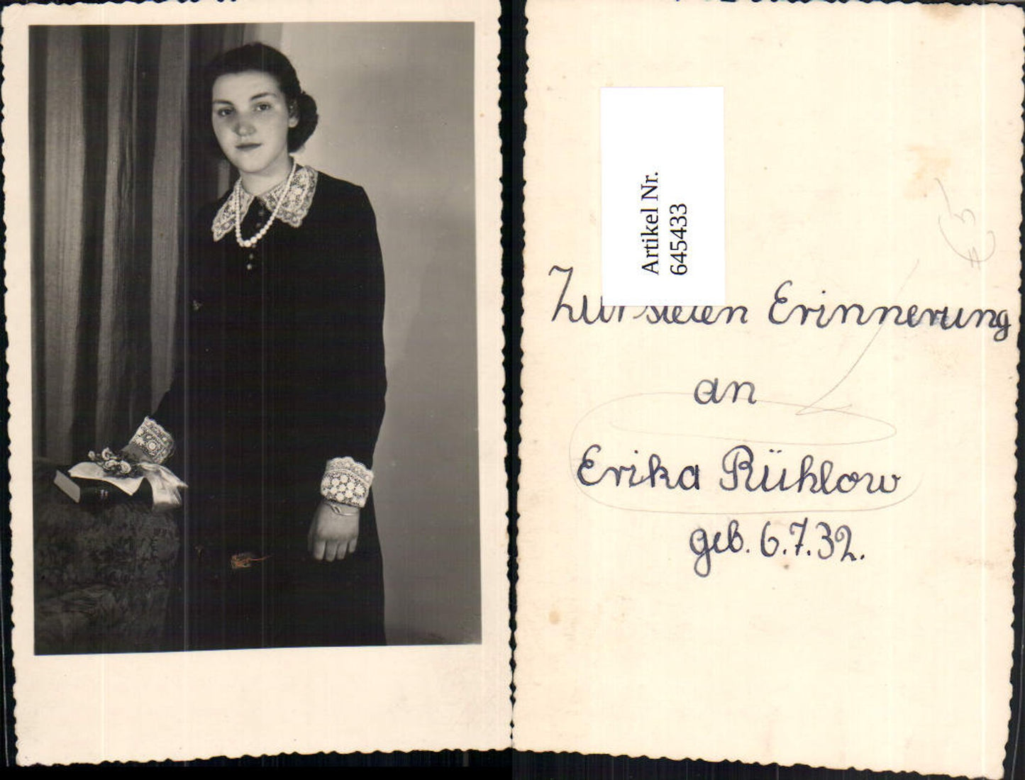 645433,Foto-AK Frau Portrait Mode Halskette Erika Rühlow