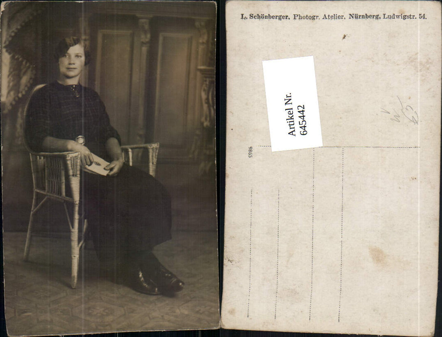 645442, Photo-AK Atelier L. Schönberger Nuremberg Woman Chair Armchair Book