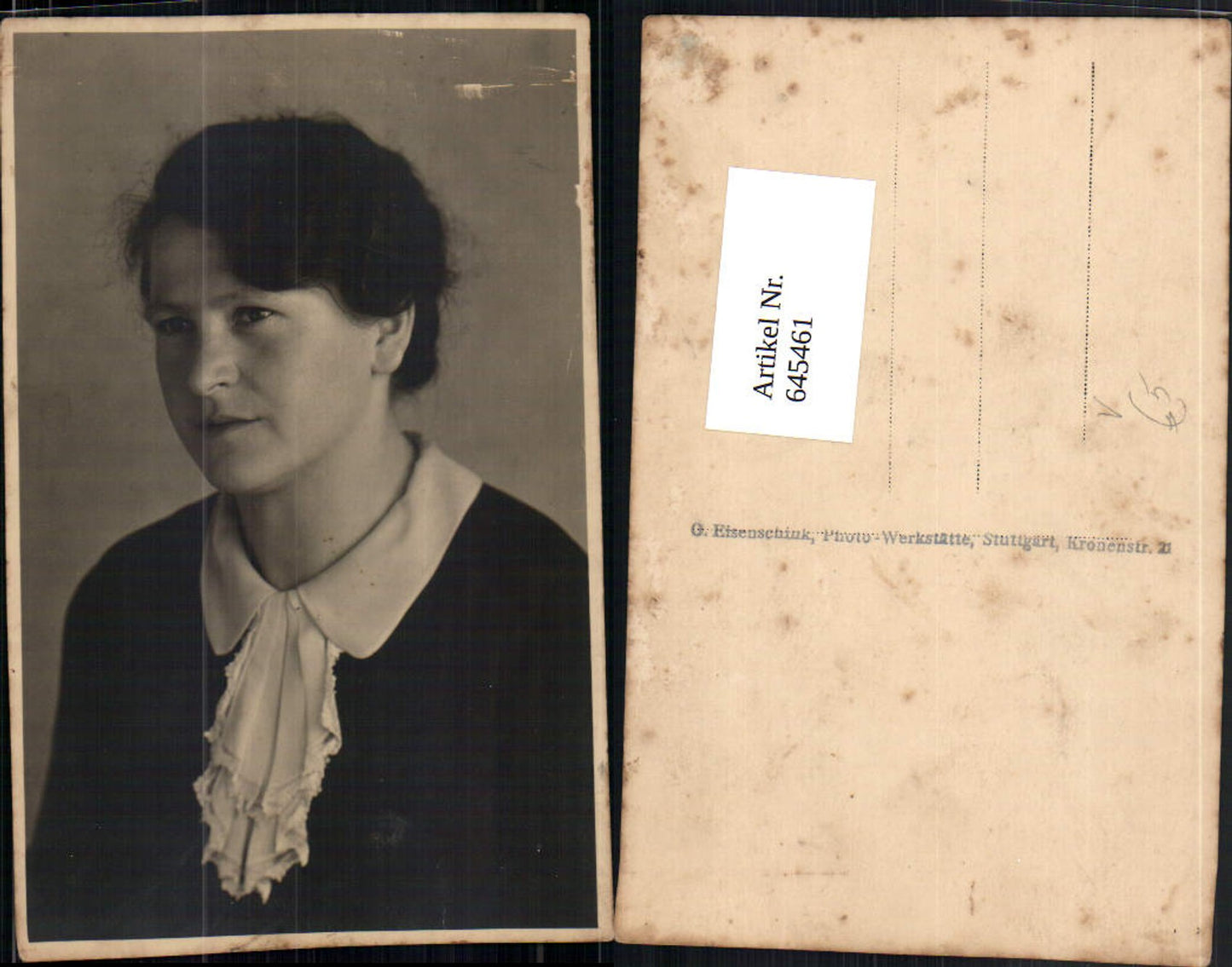645461,Foto-AK G. Eisenschink Photo Werkstätte Stuttgart Frau Portrait