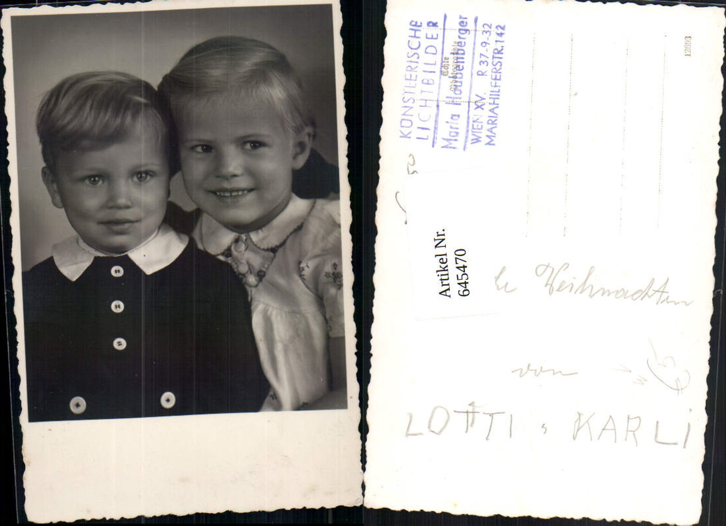 645470,Foto-AK Fotokunst Maria Haubenberger Wien Fünfhaus Geschwister Bruder Kinder