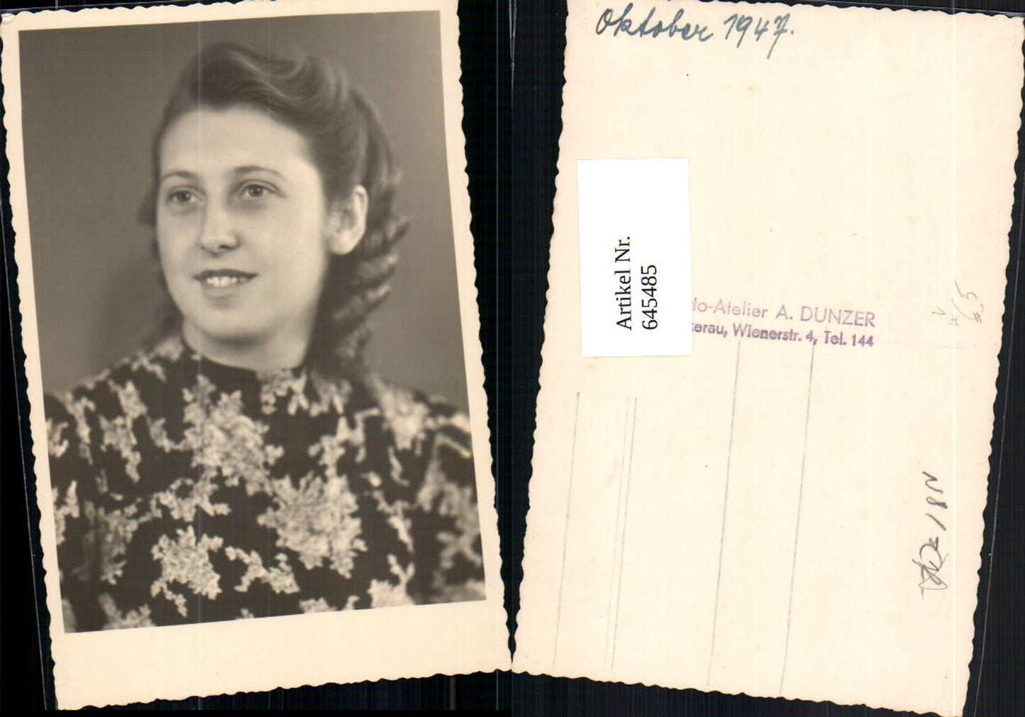 645485,Foto-AK Photo Atelier A. Dunzer Stockerau Frau Portrait