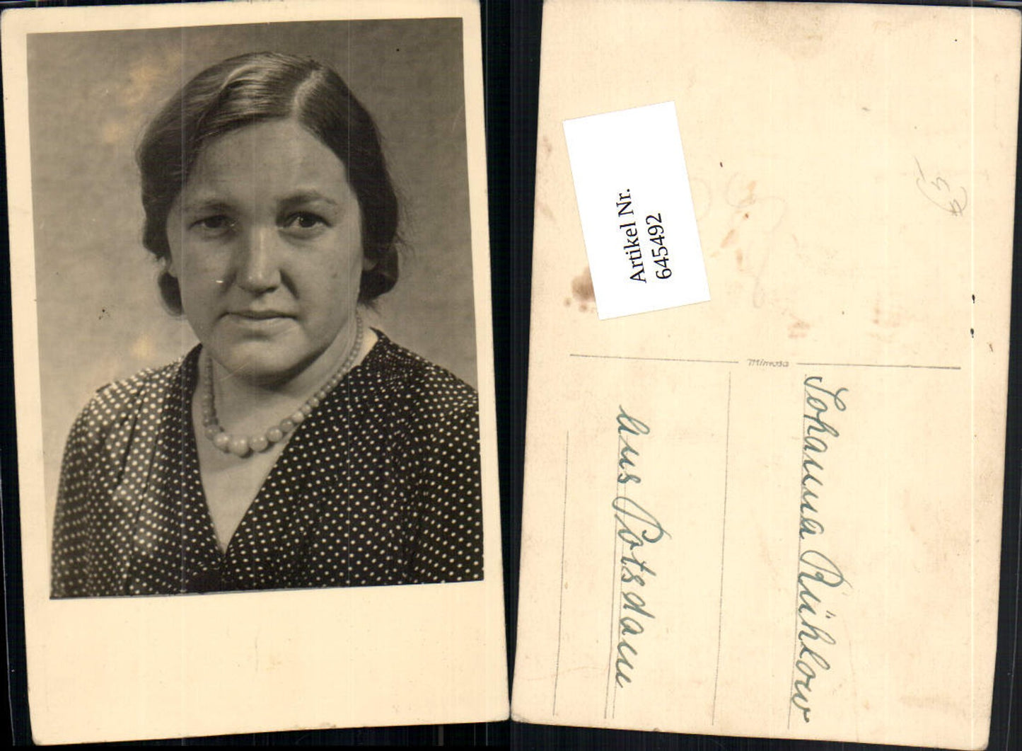 645492,Foto-AK Johanna Rühlow Potsdam Halskette Kette Schmuck