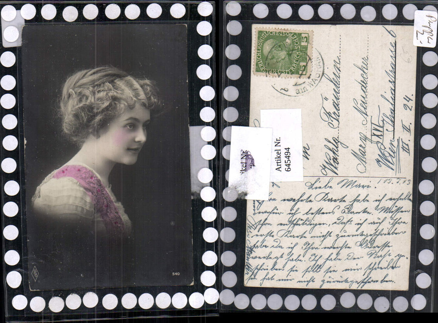 645494,Foto-AK tolles Portrait edwardian Frau Stp. Kirchberg am Wagram