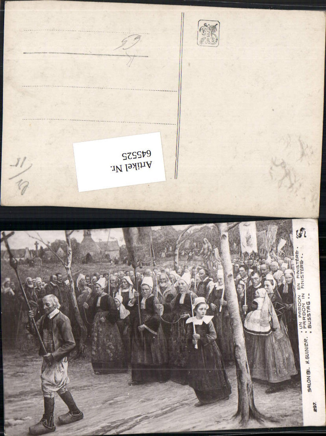 645525,Künstler AK H. Guinier Busstag Prozession Salon 1911