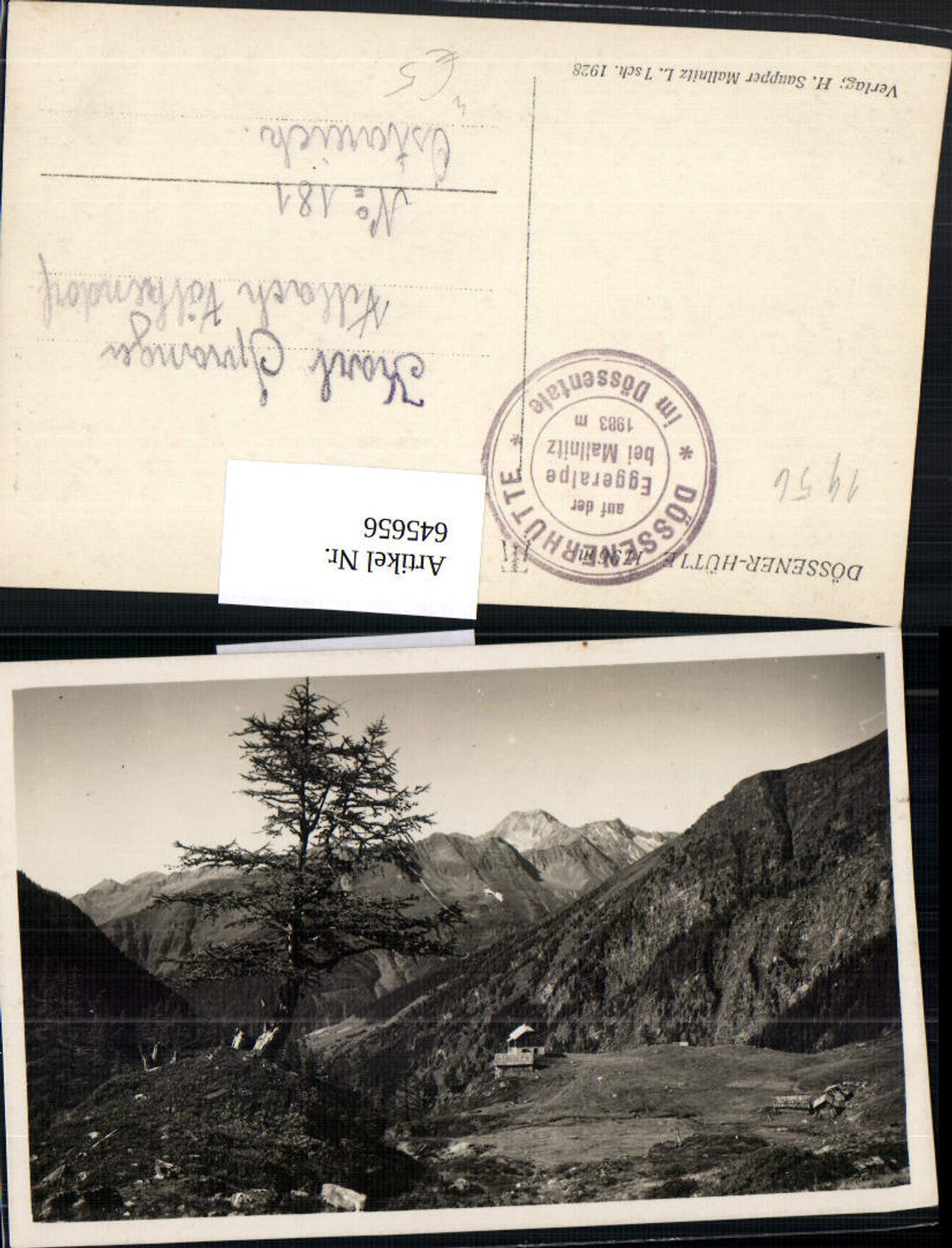 645656,Dössener Hütte Dössentale Eggeralpe Mallnitz Hüttenstempel