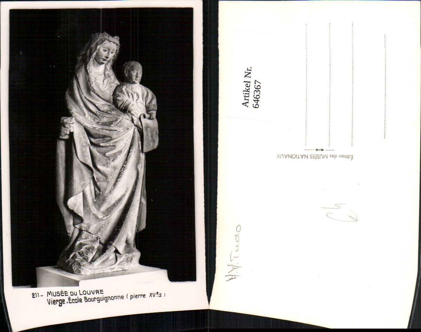 646367,Foto Ak Statue Vierge Ecole Bourguignonne Musee du Louvre