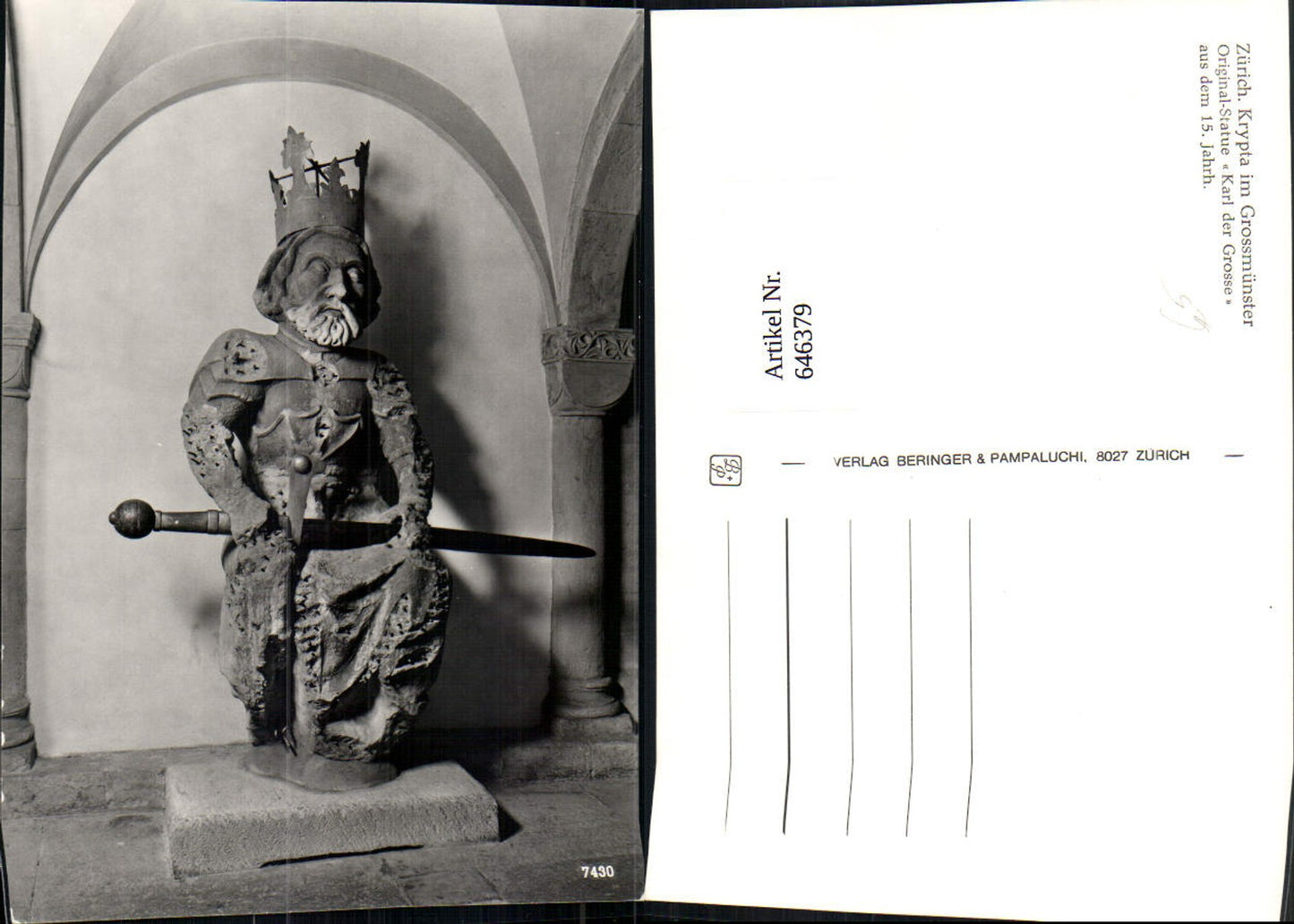 646379,Original-Statue Karl der Grosse Zürich Krypta im Grossmünster