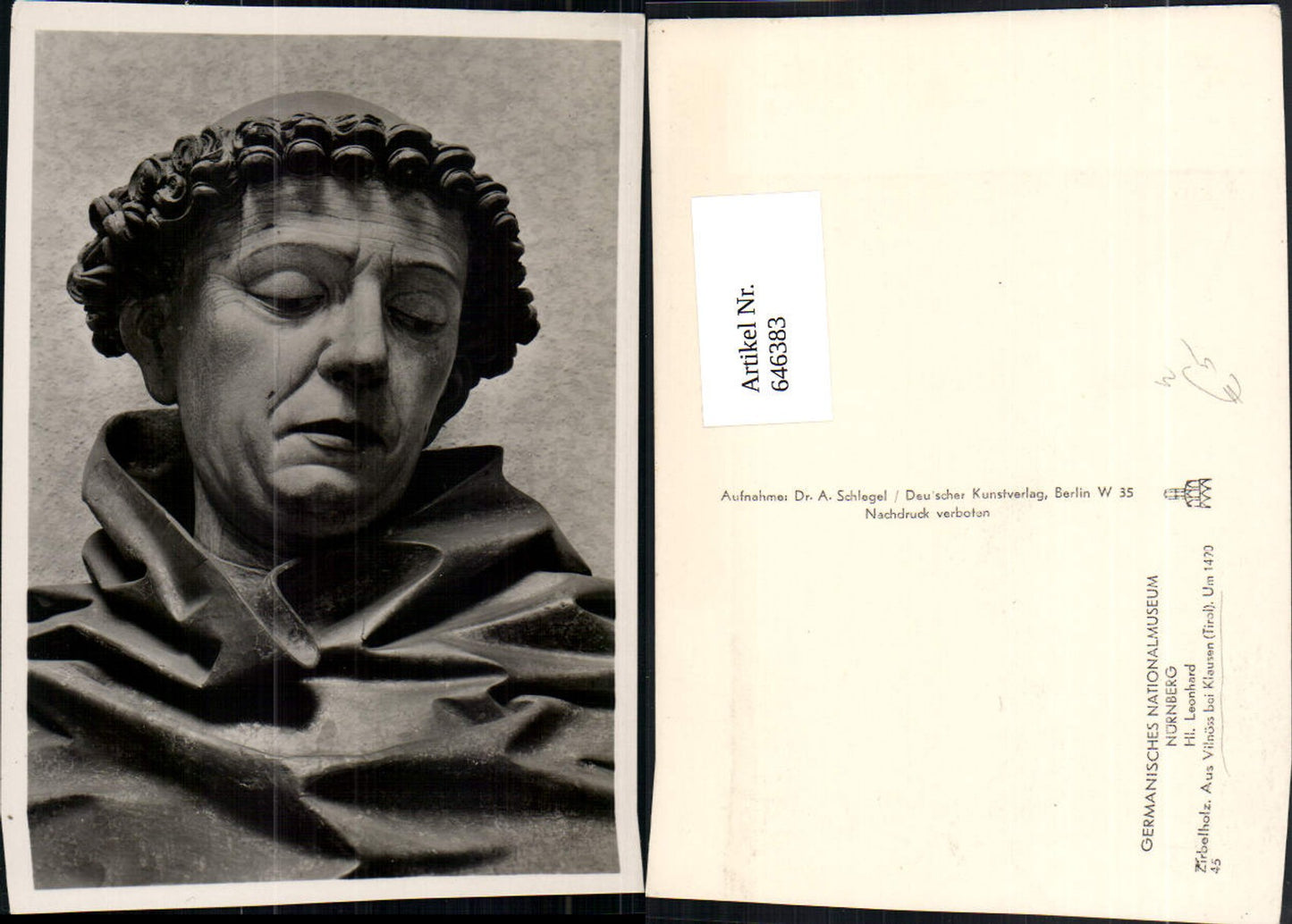 646383,Hl. Leonhard Zirbelholz aus Vilnöss b. Klausen Tirol Nürnberg Museum