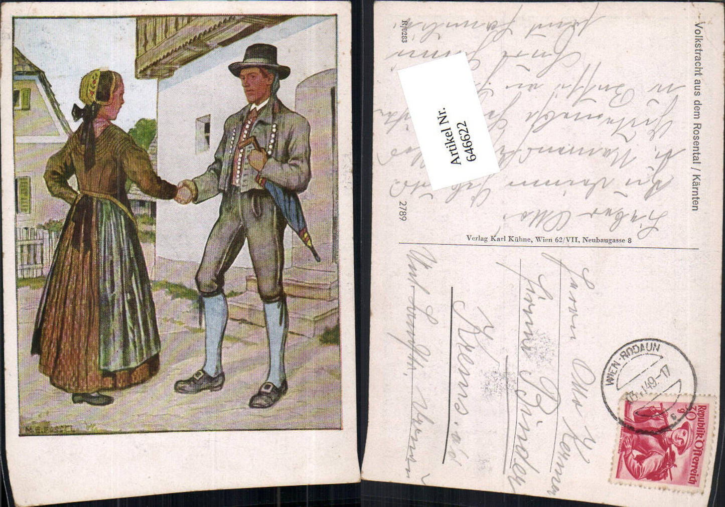 Künstler AK M. E. Fossel Volkstracht Rosental Kärnten Rosegg Feistritz Ferlach Stp. Rodaun Wien
