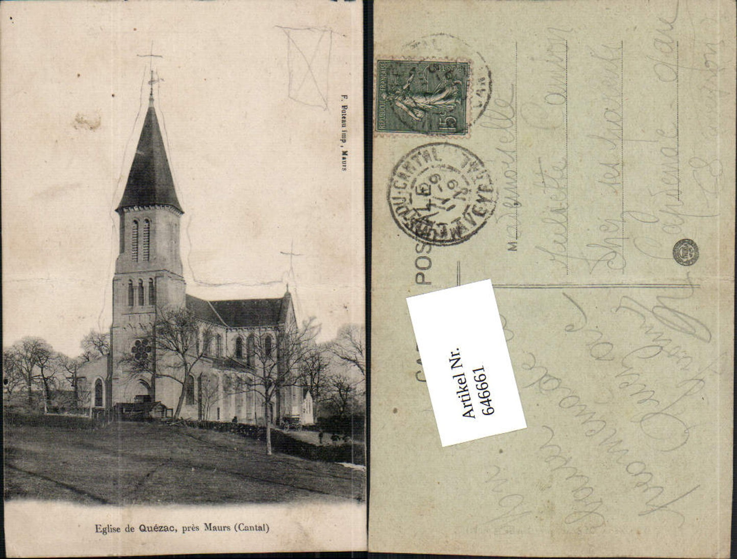 646661,Eglise de Quezac pres Maurs Cantal Cantalienne