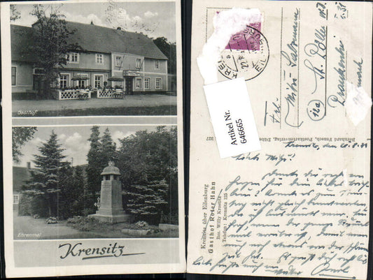 646665,tolle AK Krensitz bei Eilenburg Krostitz Delitzsch Gasthof Roter Hahn LK Nordsachsen