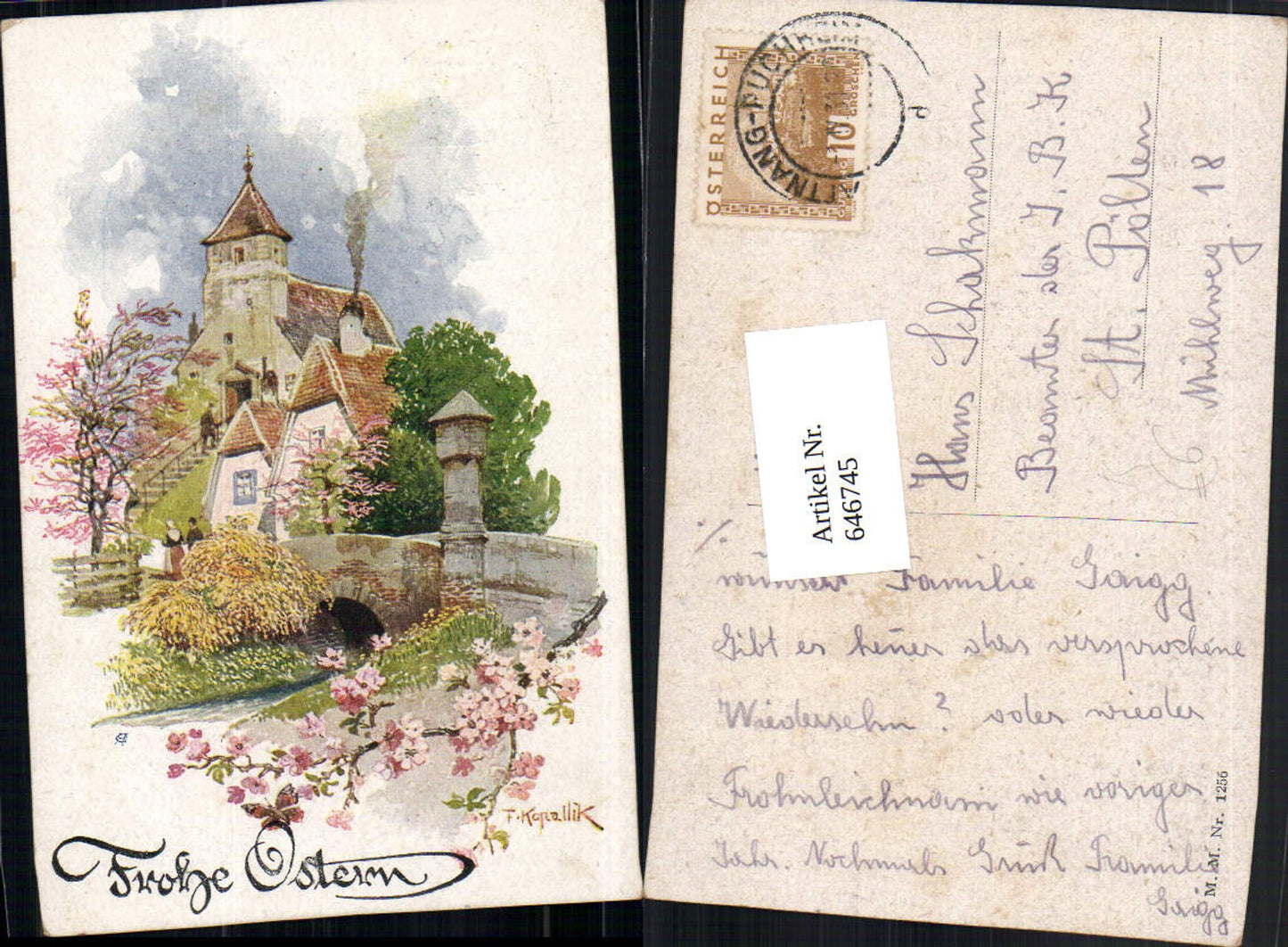 646745,Künstler AK F. Kopallik Ostern Kirche pub M. Munk Vienne 1256