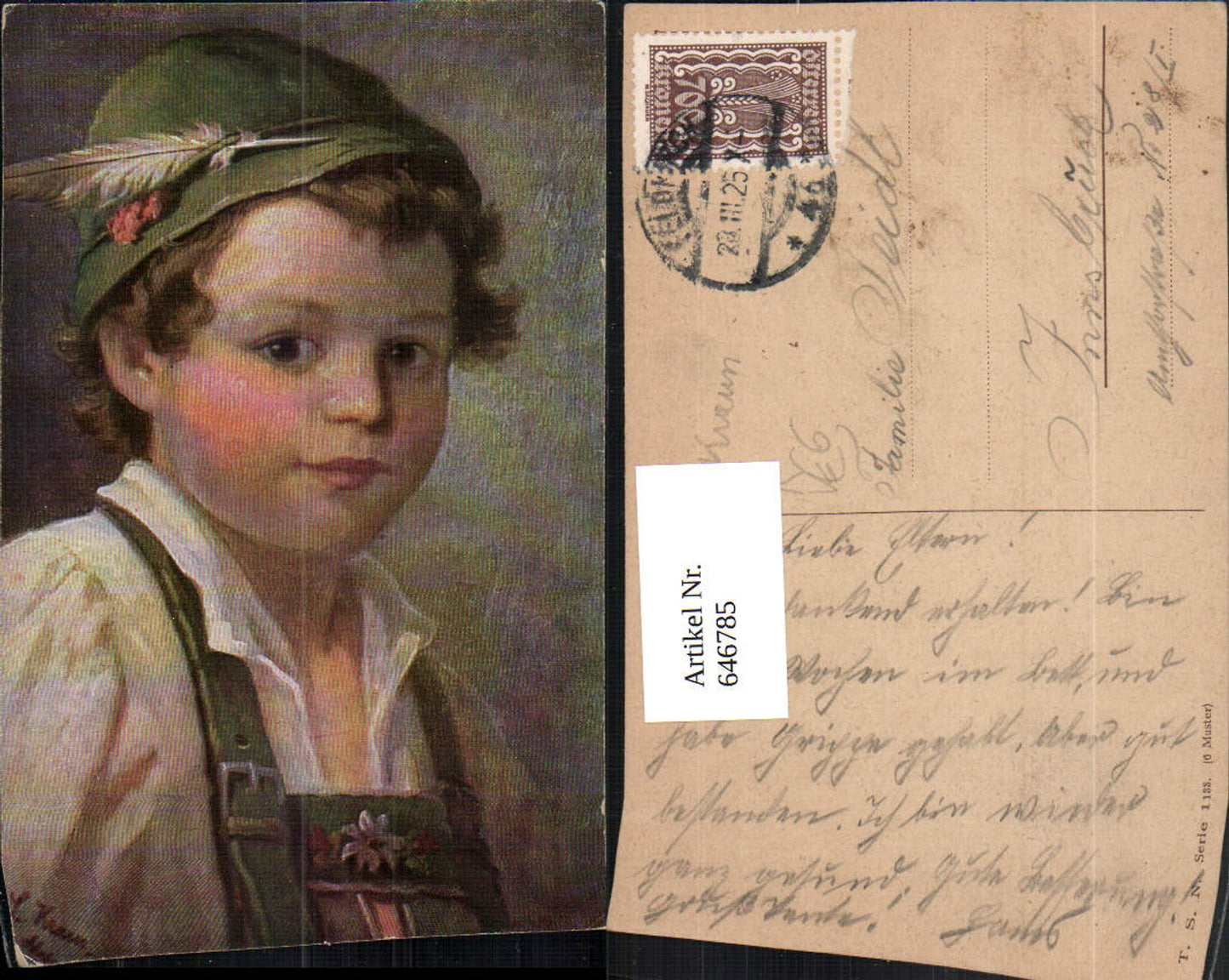 646785,Künstler Ak C. Kraus Bub Junge Tracht Hut pub Theo Stroefer 1133