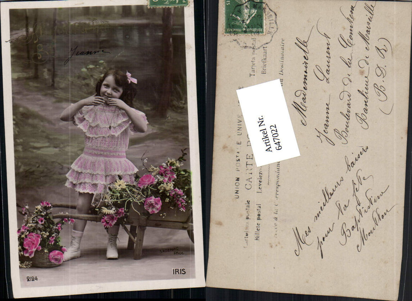 647022,Foto-AK Kind Mädchen Kleid Rosen Haarschlaufe