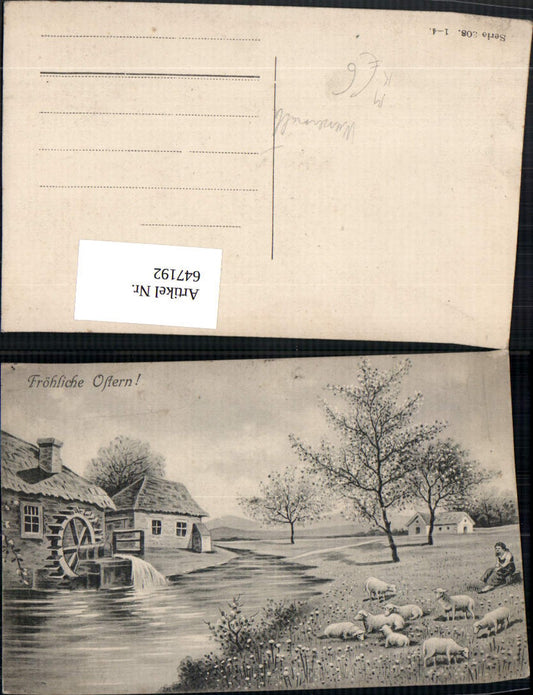 647192,Künstler Ak Wassermühle Mühle Schafe Schäferin