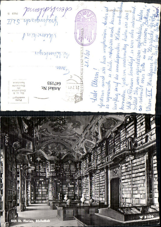 647193,Foto Ak Stift St. Florian Bibliothek Bücher Globus