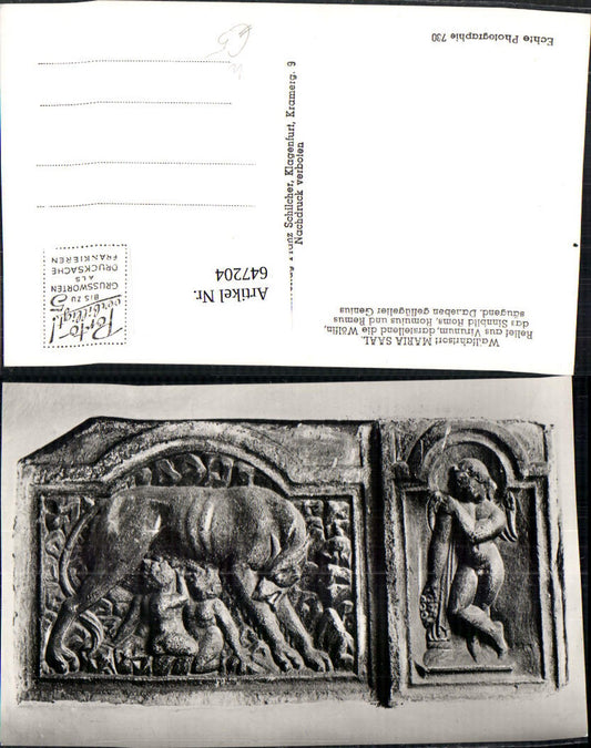 647204,Foto Ak Wallfahrtsort Maria Saal Relief aus Virunum