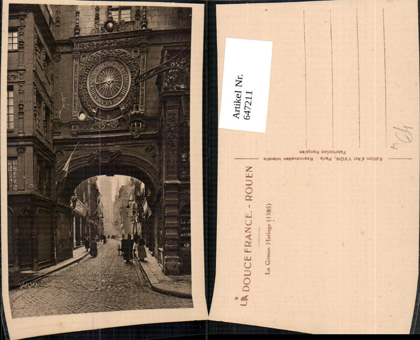 647211,Rouen La Grosse Horloge Uhr