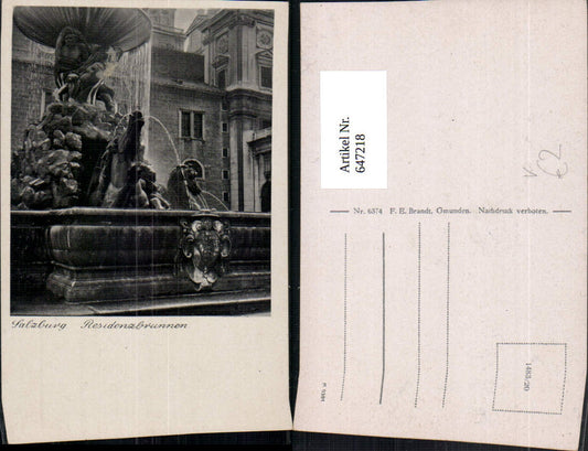 647218,Salzburg Residenzbrunnen Brunnen pub F. E. Brandt 6374