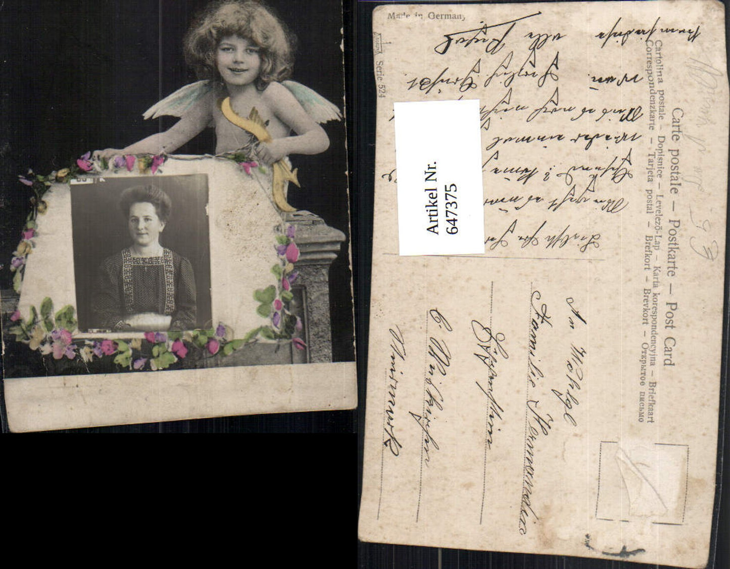 647375,Fotomontage Do it yourself Frau Portrait Kind Engel Blumen