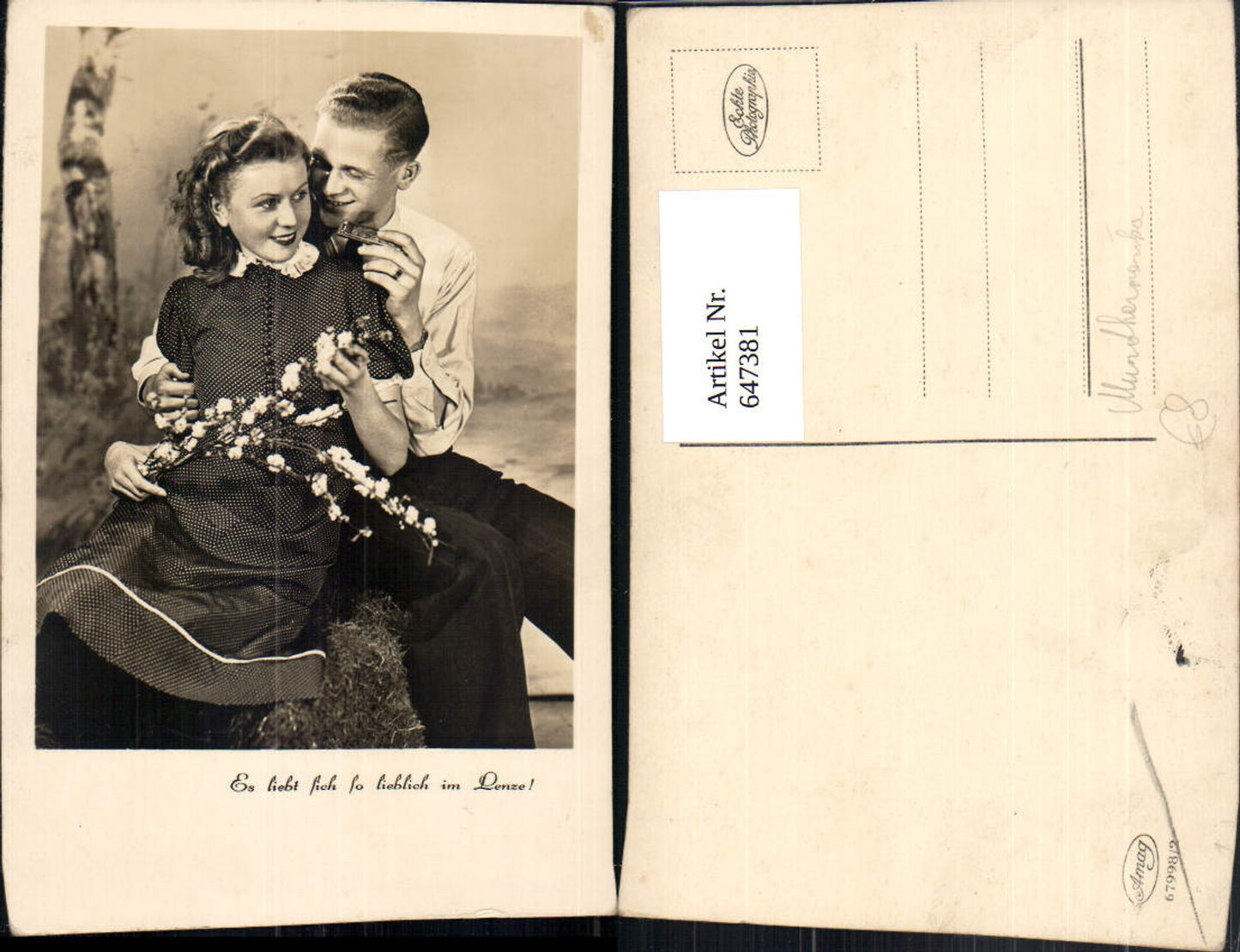 647381, Photo art couple love harmonica saying It is so lovely to love in spring