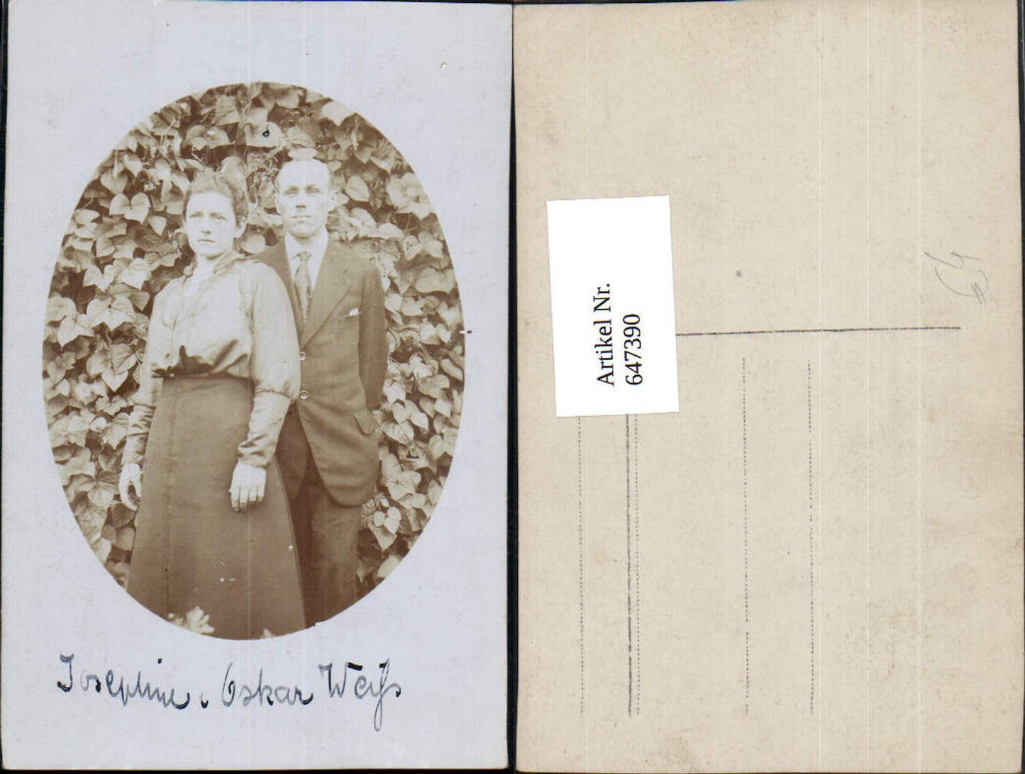 647390,Fotokunst Paar Josephine u. Oskar Weiß Passepartout