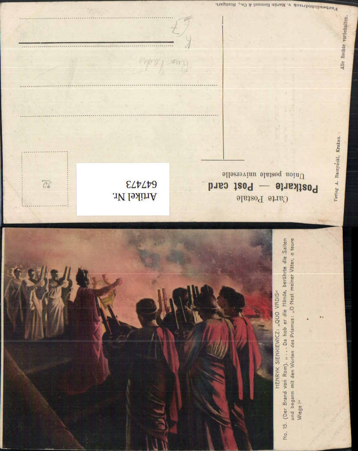 647473,Künstler Ak Schauspieler Henryk Sienkiewicz Quo Vadis No 15 pub Martin Rommel