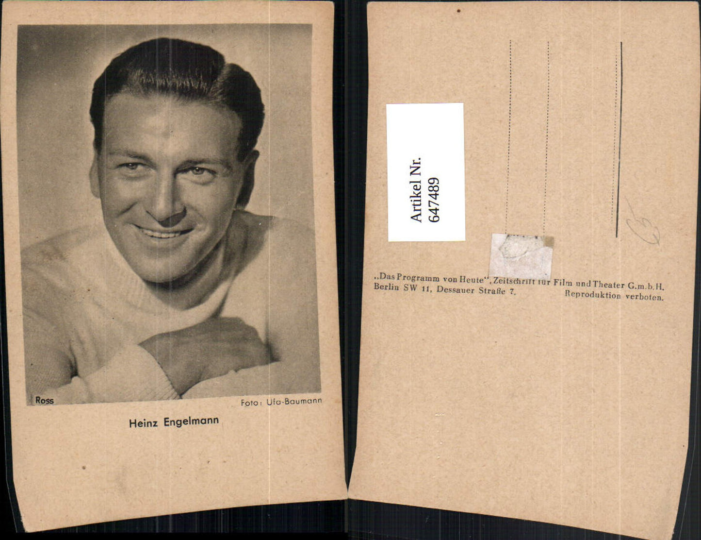 647489,Schauspieler Heinz Engelmann pub Ross