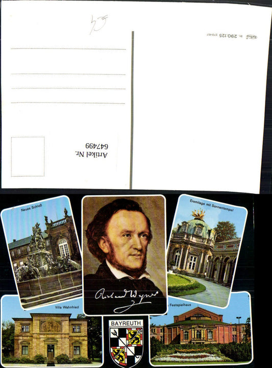 647499,Mehrbild Ak Richard Wagner Komponist Villa Wahnfried Festspielhaus Bayreuth Bayern