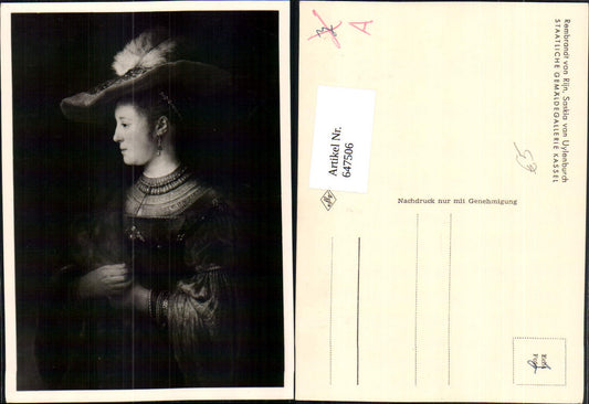 647506,Künstler Ak Rembrandt von Rijn Saskia van Uylenburch