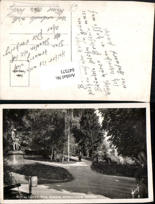 647571,Baden bei Wien Kurpark Strauss Lanner Denkmal