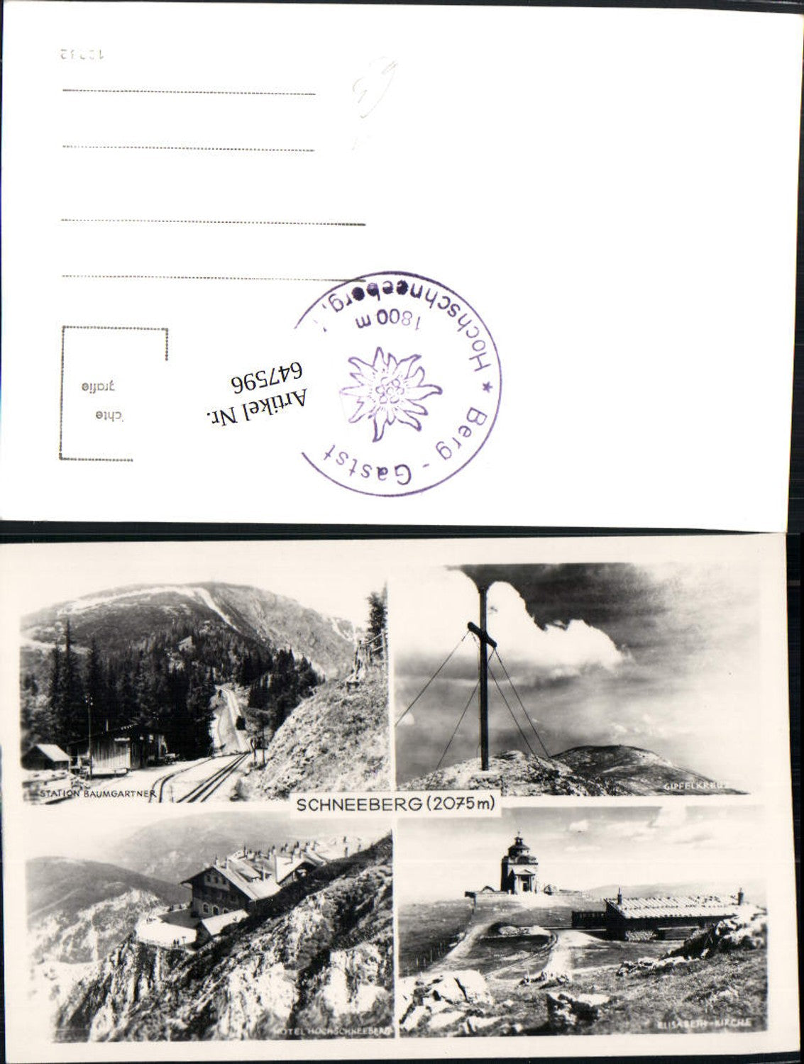 647596,Schneeberg b. Puchberg am Schneeberg Station Baumgartner Elisabeth Kirche Gipfelkreuz
