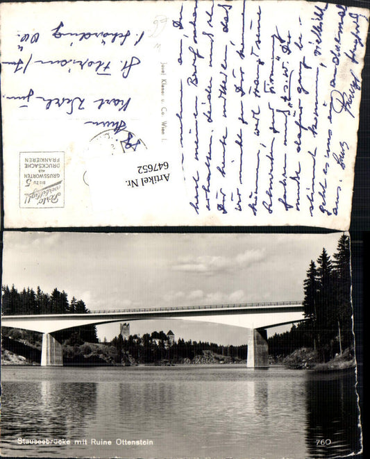 647652,Foto Ak Stauseebrücke m. Ruine Ottenstein Brücke Burg Lichtenfels Rastenfeld