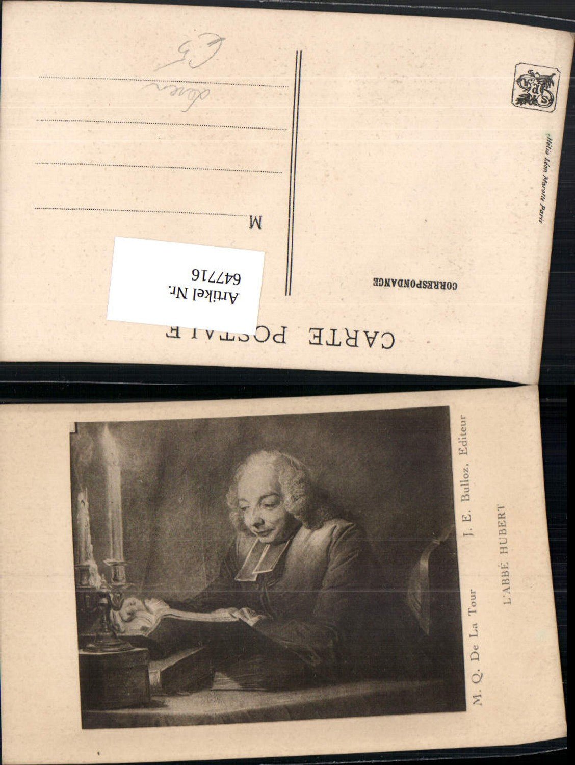 647716,Künstler Ak J. E. Bulloz L Abbe Hubert Lesen Kerzenleuchter Buch