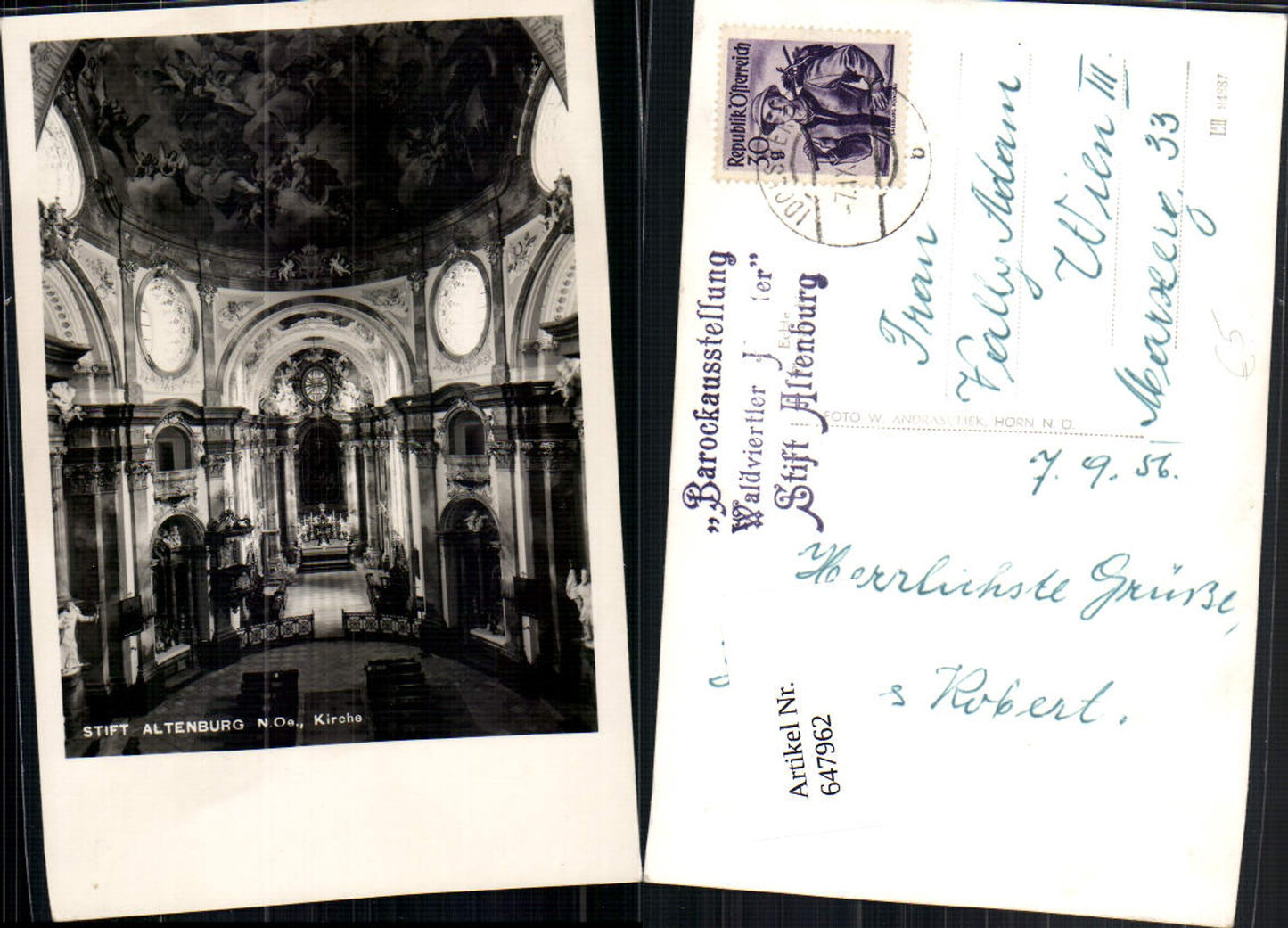 647962,Stift Altenburg bei Horn Kirche Stp. Barockausstellung