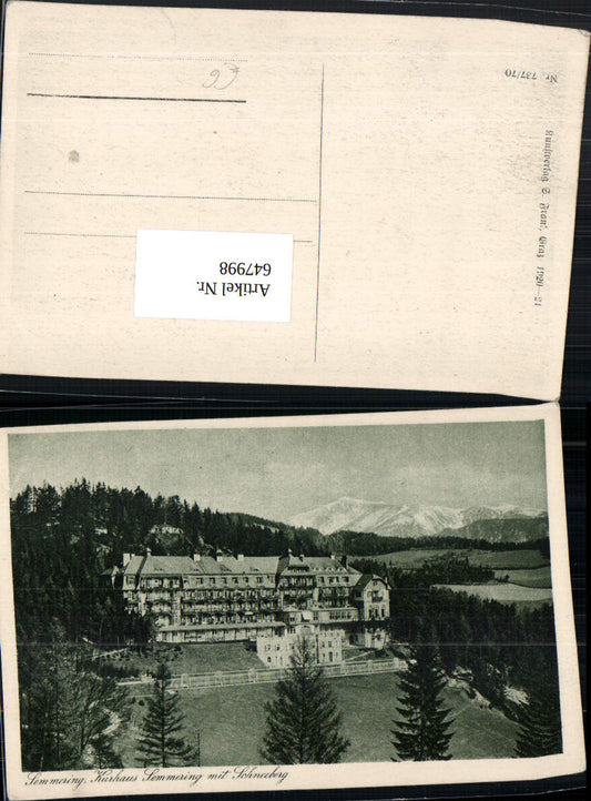 647998,Semmering Kurhaus m. Schneeberg