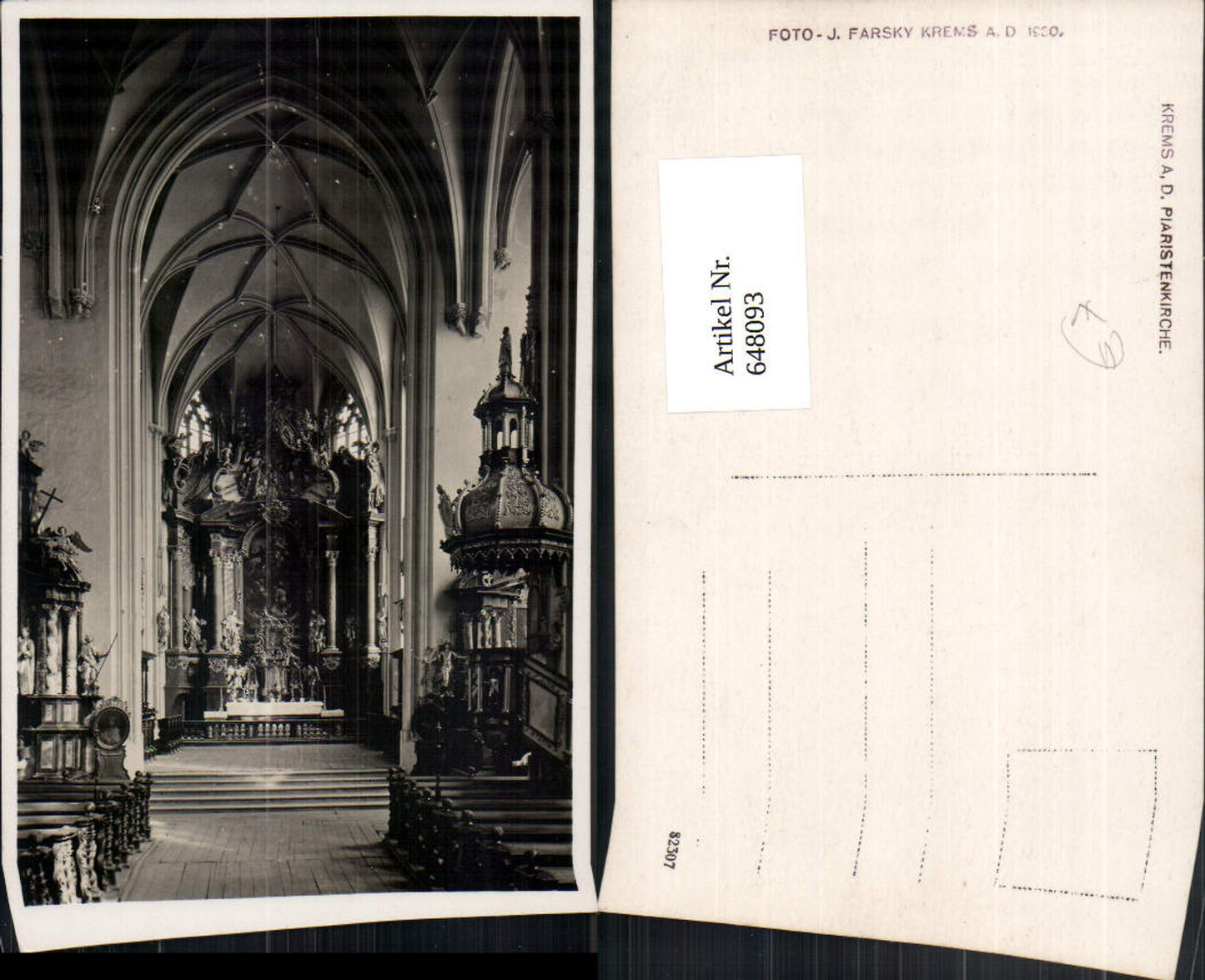 648093,Foto Ak Krems a. d. Donau Piaristenkirche Inneres