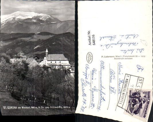 648116,Foto Ak St Corona a. Wechsel geg. Schneeberg