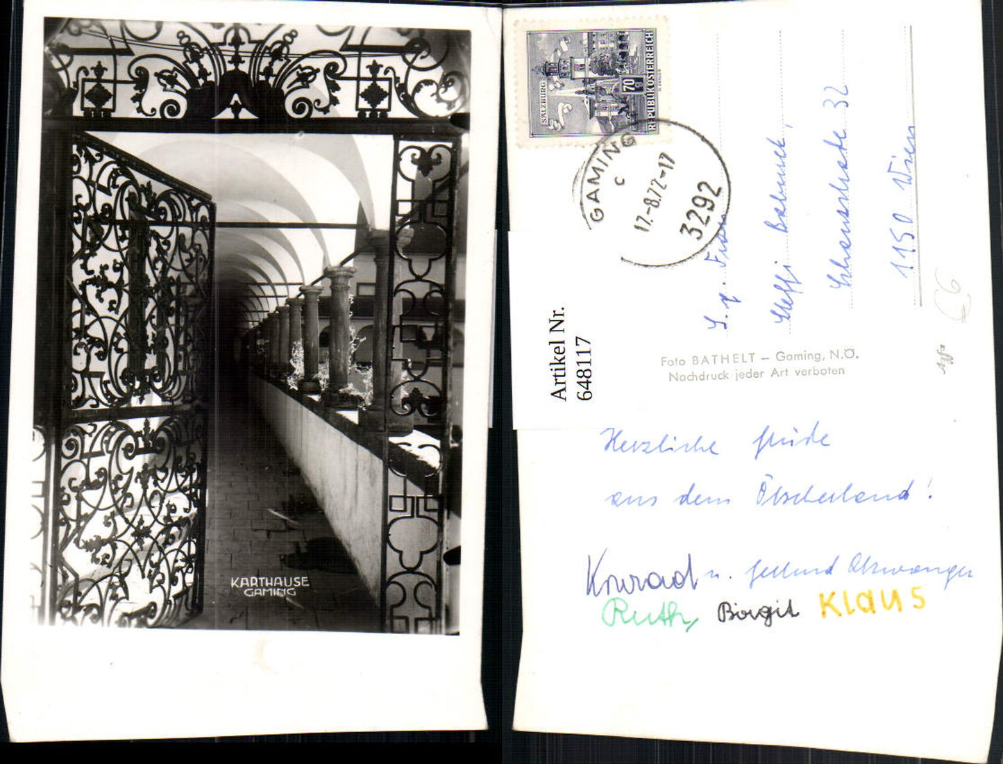 648117,Foto Ak Kartause Gaming Ansicht Kreuzgang